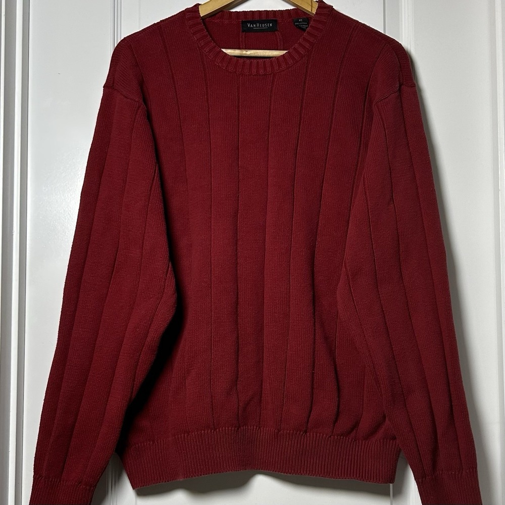 Van Heusen 100% Cotton Crew Neck Cable Knit Red Made in‎ Australia Sweater